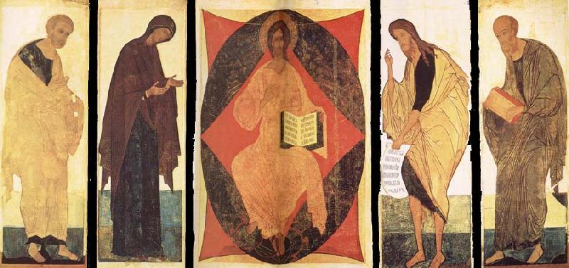 unknow artist Andrei Rublev and Assistants,Deisis,Christ in Majesty Among the Cherubins China oil painting art